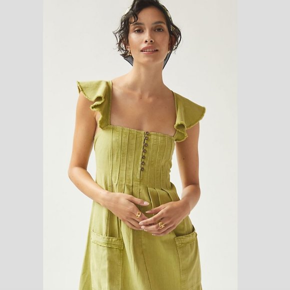 Anthropologie Pilcro Flutter Sleeve Midi Dress size M - Picture 3 of 4